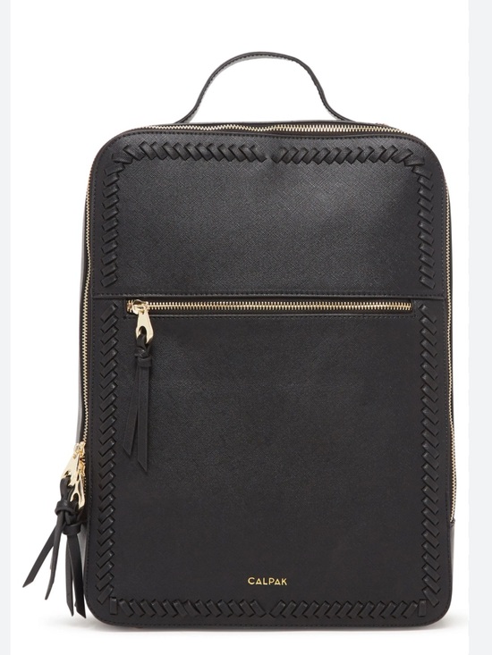 Calpak Handbags - CALPAK Kaya Faux Leather Laptop Backpack Black
